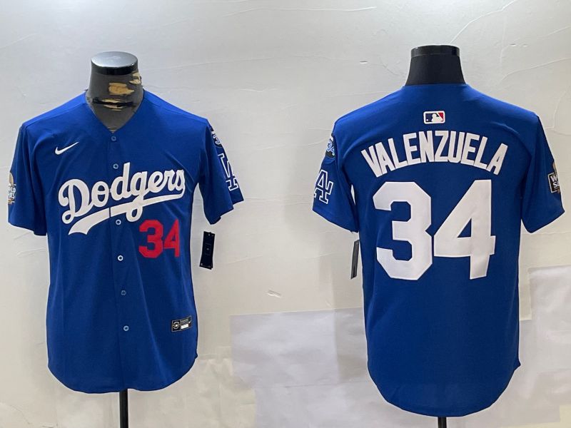 Men Los Angeles Dodgers #34 Valenzuela Blue Game 2024 Nike MLB Jersey style 11201->los angeles dodgers->MLB Jersey